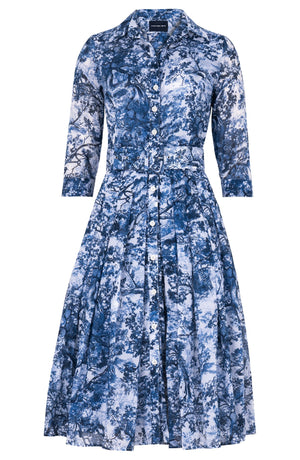Audrey Dress #4 Shirt Collar 3/4 Sleeve Long Length Musola (Safari Toile New)