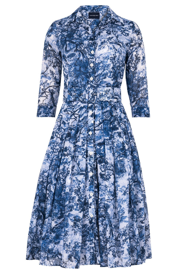 Audrey Dress #4 Shirt Collar 3/4 Sleeve Long Length Musola (Safari Toile New)
