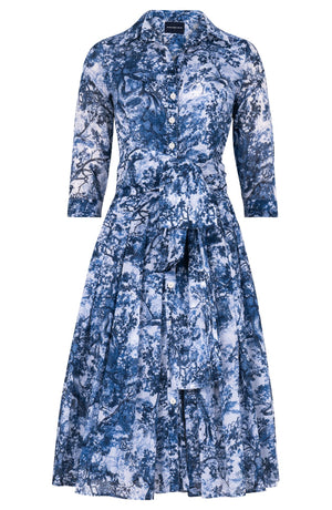 Audrey Dress #4 Shirt Collar 3/4 Sleeve Long Length Musola (Safari Toile New)