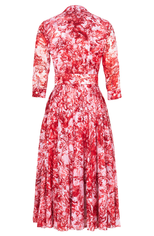 Aster Dress Shirt Collar 3/4 Sleeve Midi Length Cotton Musola (Safari Toile New)