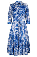 Audrey Dress #4 Shirt Collar 3/4 Sleeve Long Length Musola (Safari Toile New)