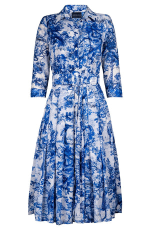 Audrey Dress #4 Shirt Collar 3/4 Sleeve Long Length Musola (Safari Toile New)