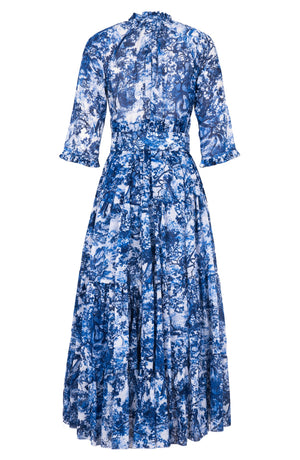 Eden Dress Crew Neck 3/4 Sleeve Midi Plus Length Cotton Musola (Safari Toile New)
