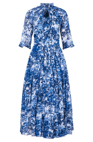 Eden Dress Crew Neck 3/4 Sleeve Midi Plus Length Cotton Musola (Safari Toile New)