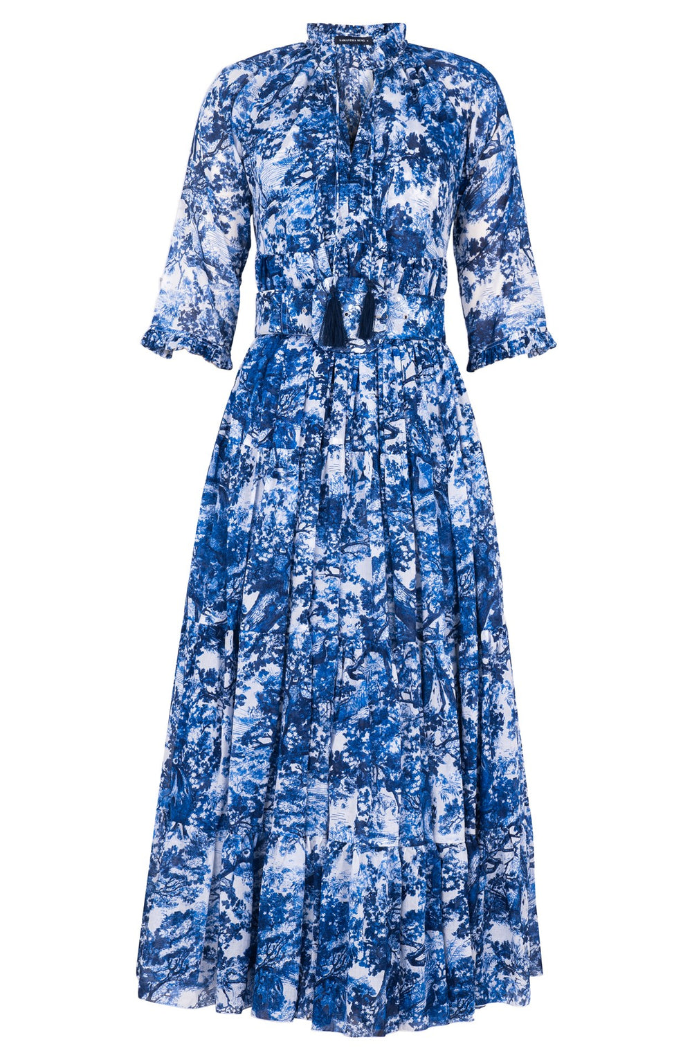 Eden Dress Crew Neck 3/4 Sleeve Midi Plus Length Cotton Musola (Safari Toile New)