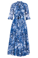 Eden Dress Crew Neck 3/4 Sleeve Midi Plus Length Cotton Musola (Safari Toile New)