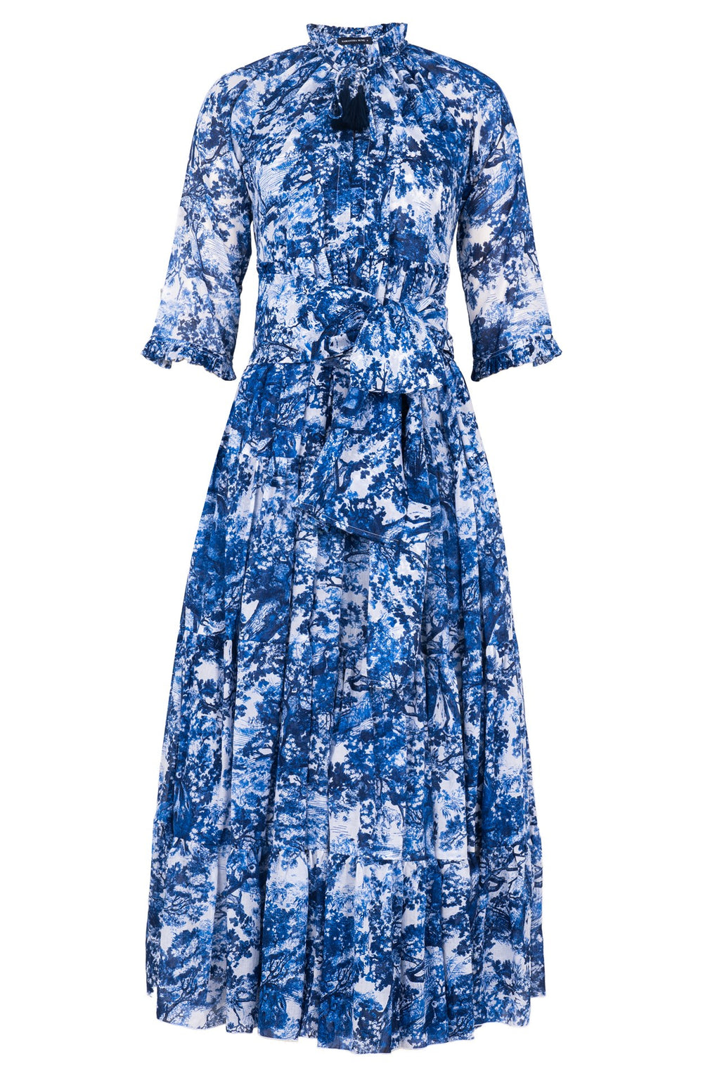 Eden Dress Crew Neck 3/4 Sleeve Midi Plus Length Cotton Musola (Safari Toile New)