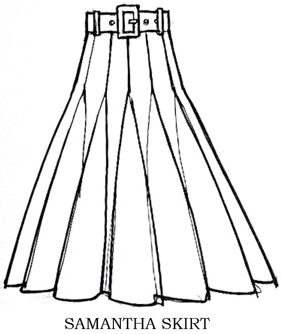 Samantha Skirt Midi Length Poplin (Triangle Hand Print)