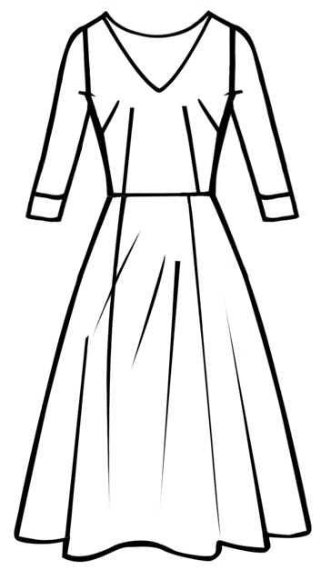 April Dress V Neck 3/4 Sleeve Long Length Cotton Stretch (Darby Rose White)