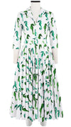 Gigi Dress Shirt Collar 3/4 Sleeve Midi Length Cotton Stretch (Seahorse)