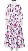 Gigi Dress Shirt Collar 3/4 Sleeve Midi Length Cotton Stretch (Seahorse)