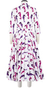 Gigi Dress Shirt Collar 3/4 Sleeve Midi Length Cotton Stretch (Seahorse)