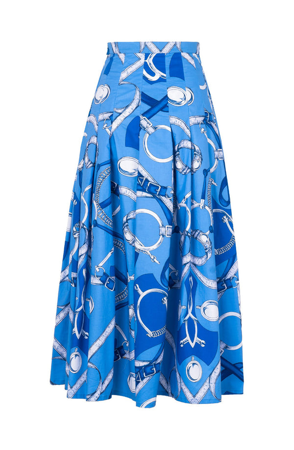Zeller Skirt Midi Plus Length Cotton Stretch (Secretariat Horse Pastel)