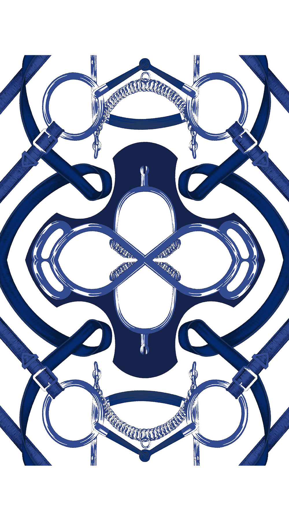 Eden Dress Crew Neck 3/4 Sleeve Midi Plus Length Cotton Musola (Secretariat Horse White Pastel)