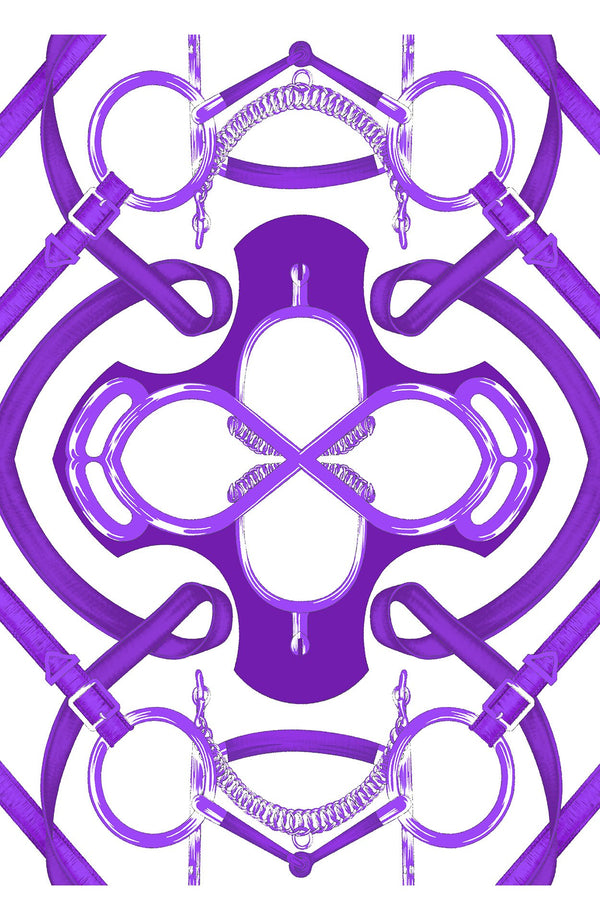 Aster Dress Shirt Collar 3/4 Sleeve Midi Length Cotton Musola (Secretariat Horse White Pastel)