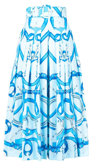 Audrey Skirt #2 Midi Length Cotton Stretch (Secretariat Horse Pastel)