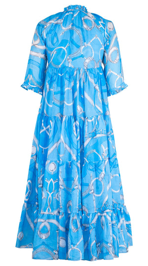 Eden Dress Crew Neck 3/4 Sleeve Midi Plus Length Ramie (Secretariat Horse Pastel)