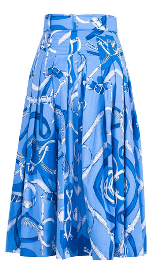 Audrey Skirt #2 Midi Length Cotton Stretch (Secretariat Horse Pastel)
