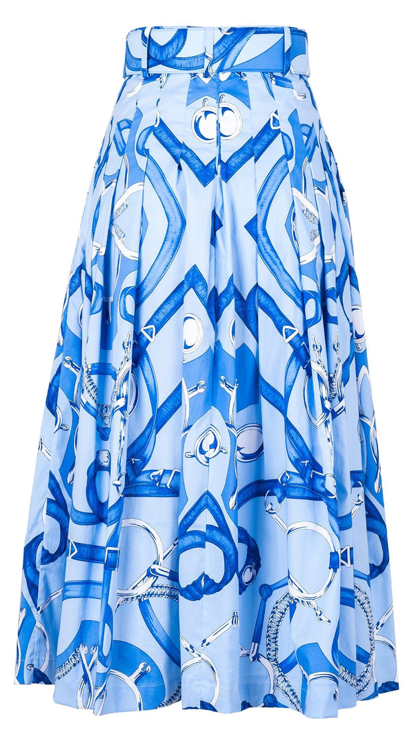 Audrey Skirt #2 Midi Length Cotton Stretch (Secretariat Horse Pastel)