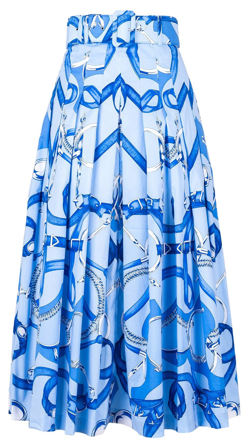 Audrey Skirt #2 Midi Length Cotton Stretch (Secretariat Horse Pastel)