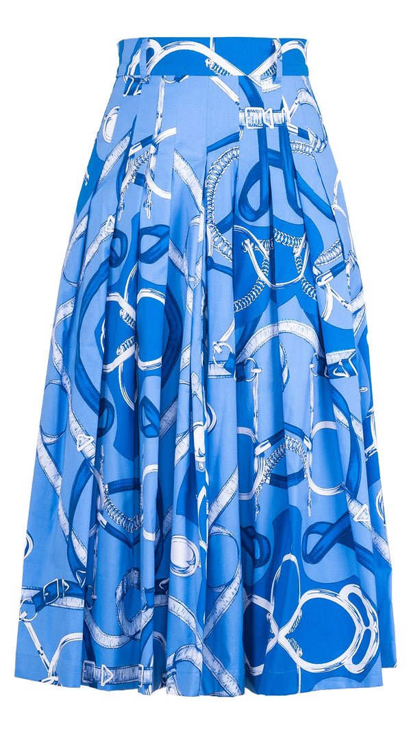 Audrey Skirt #2 Midi Length Cotton Stretch (Secretariat Horse Pastel)