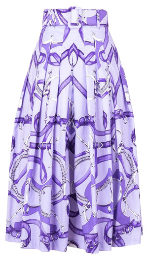 Audrey Skirt #2 Midi Length Cotton Stretch (Secretariat Horse Pastel)