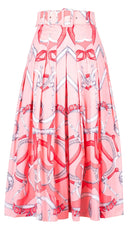 Audrey Skirt #2 Midi Length Cotton Stretch (Secretariat Horse Pastel)