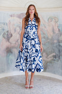 Terry Dress Shirt Collar Sleeveless Midi Plus Length Poliamide Taffta (Secretariat Horse White)