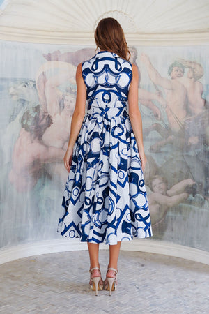 Terry Dress Shirt Collar Sleeveless Midi Plus Length Poliamide Taffta (Secretariat Horse White)