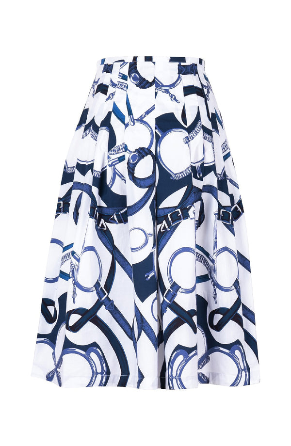 Zelda Skirt Long Length Cotton Stretch (Secretariat Horse White Pastel)