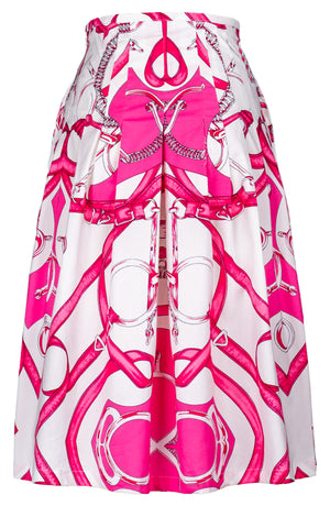 Zelda Skirt Long Length Cotton Stretch (Secretariat Horse White Bright)