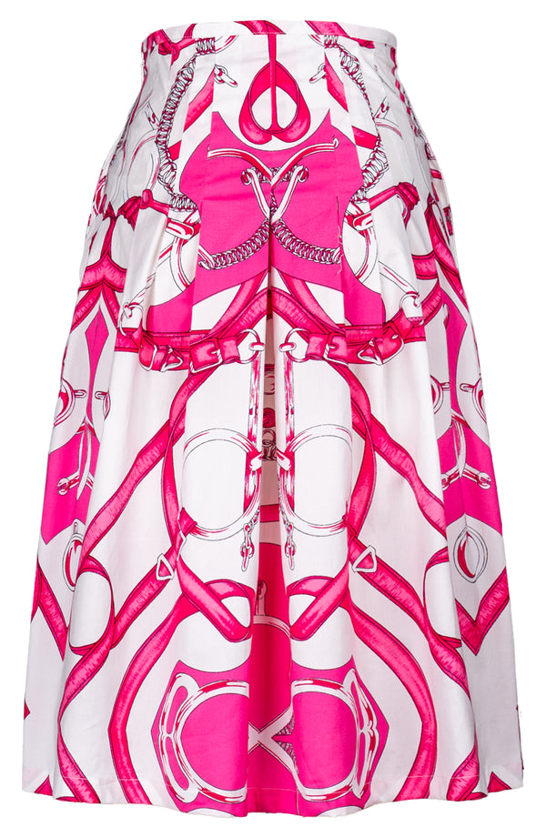 Zelda Skirt Long Length Cotton Stretch (Secretariat Horse White Bright)