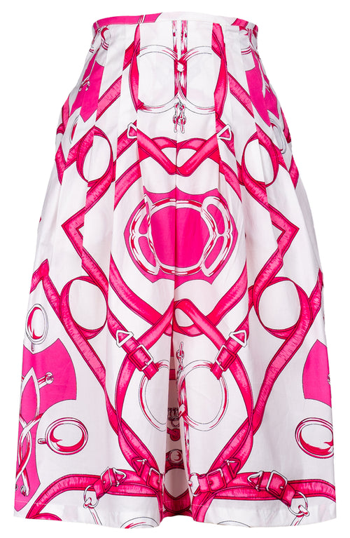 Zelda Skirt Long Length Cotton Stretch (Secretariat Horse White Bright)