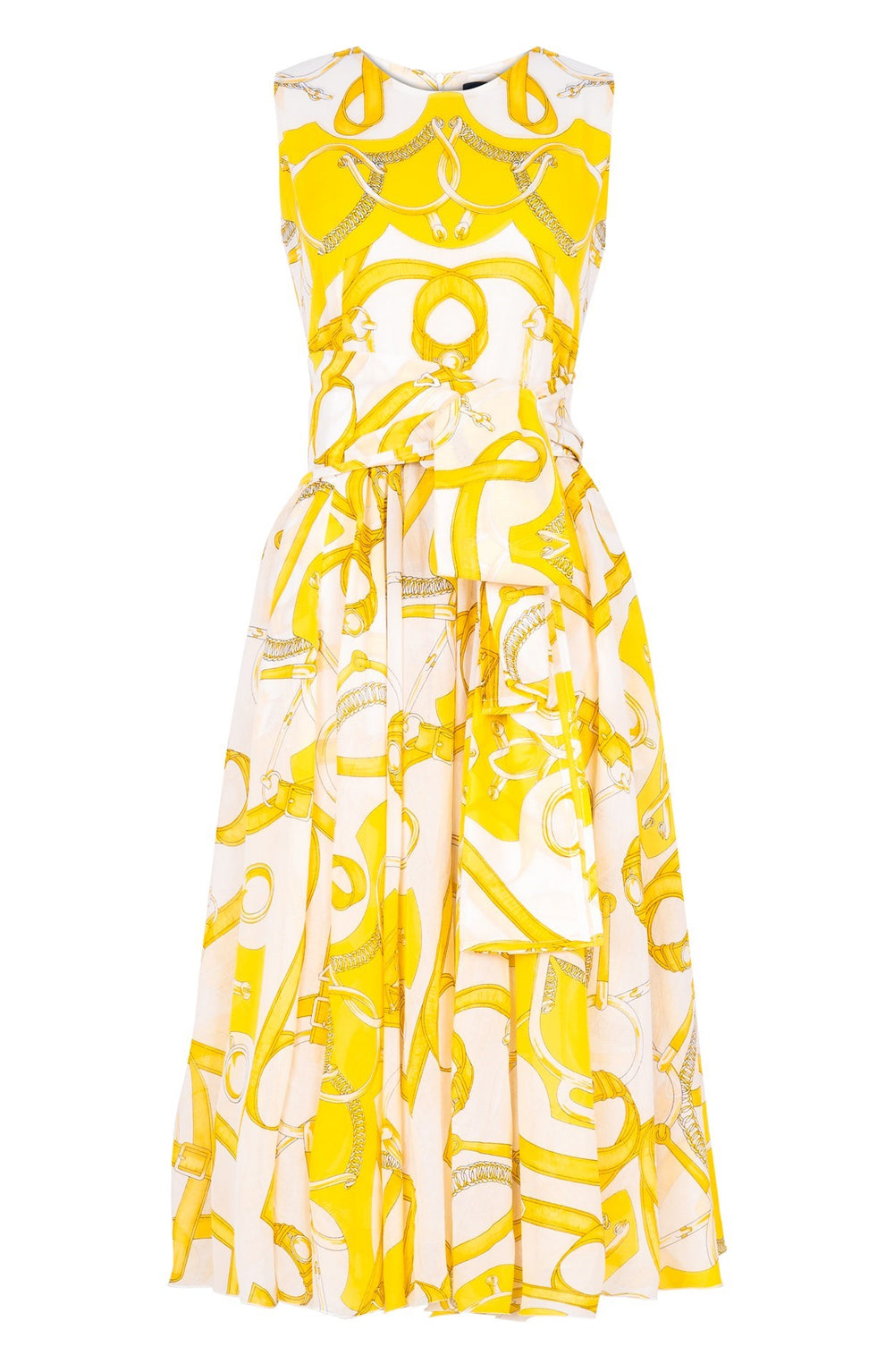 Aster Dress Crew Neck Sleeveless Midi Length Cotton Musola (Secretariat Horse White Bright)