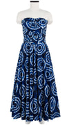 Carol Dress Tube Strapless with Hamilton Belt Midi Plus Length Cotton Stretch (Shibori Aka)