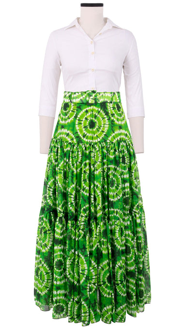 Emma Skirt Maxi Length Cotton Musola (Shibori Aka)