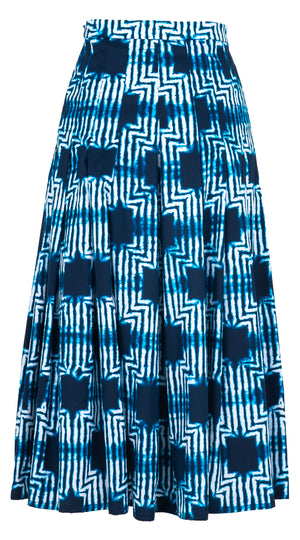 Zeller Skirt Midi Length Cotton Stretch (Shibori Akiyama)