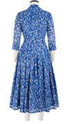 Audrey Dress #4 Shirt Collar 3/4 Sleeve Midi Length Cotton Musola (Shibori Blooom)