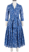 Audrey Dress #4 Shirt Collar 3/4 Sleeve Midi Length Cotton Musola (Shibori Blooom)