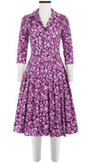 Audrey Dress #4 Shirt Collar 3/4 Sleeve Long Length Cotton Musola (Shibori Blooom)