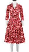 Audrey Dress #4 Shirt Collar 3/4 Sleeve Long Length Cotton Musola (Shibori Blooom)