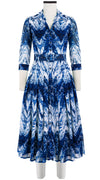 Audrey Dress #4 Shirt Collar 3/4 Sleeve Midi Length Cotton Musola (Shibori Chevron)