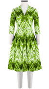 Audrey Dress #1 Shirt Collar 3/4 Sleeve Cotton Stretch (Shibori Chevron)