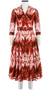 Audrey Dress #4 Shirt Collar 3/4 Sleeve Midi Length Cotton Musola (Shibori Chevron)