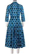 Audrey Dress #4 Shirt Collar 3/4 Sleeve Midi Length Cotton Stretch (Shibori Chinami Small)