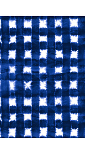 Audrey Dress #4 Shirt Collar 3/4 Sleeve Midi Length Musola (Shibori Gingham)