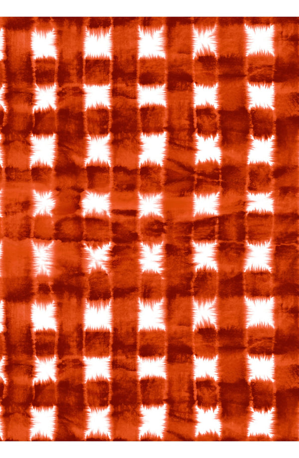 Aster Skirt #1 with Belt Midi Length Cotton Musola (Shibori Gingham)