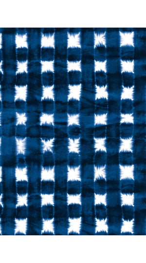 Audrey Dress #4 Shirt Collar 3/4 Sleeve Midi Length Musola (Shibori Gingham)