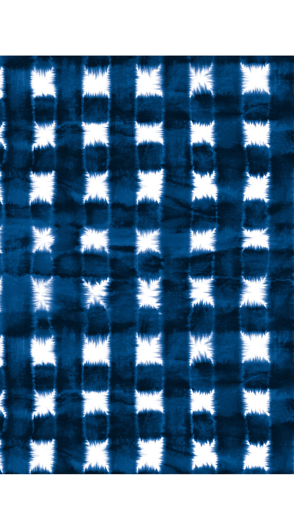 Audrey Dress #4 Shirt Collar 3/4 Sleeve Midi Length Musola (Shibori Gingham)