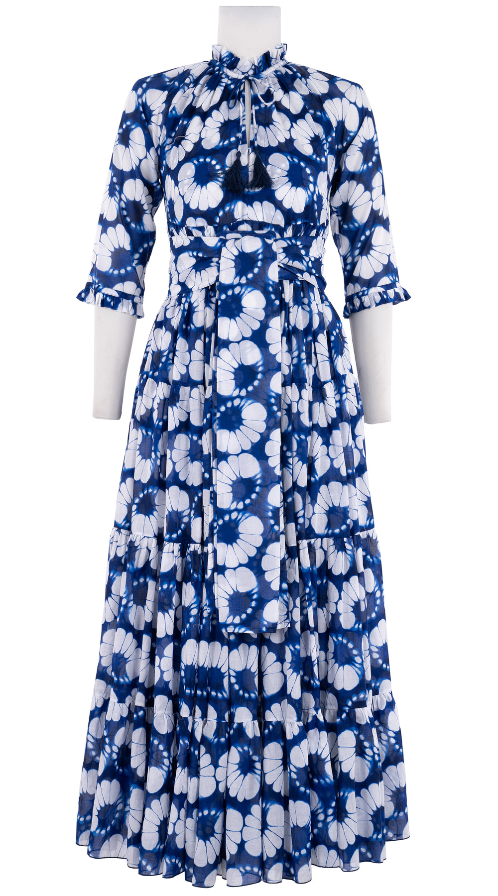 Eva Dress Crew Neck 3/4 Sleeve Maxi Musola (Shibori Lotus) @1